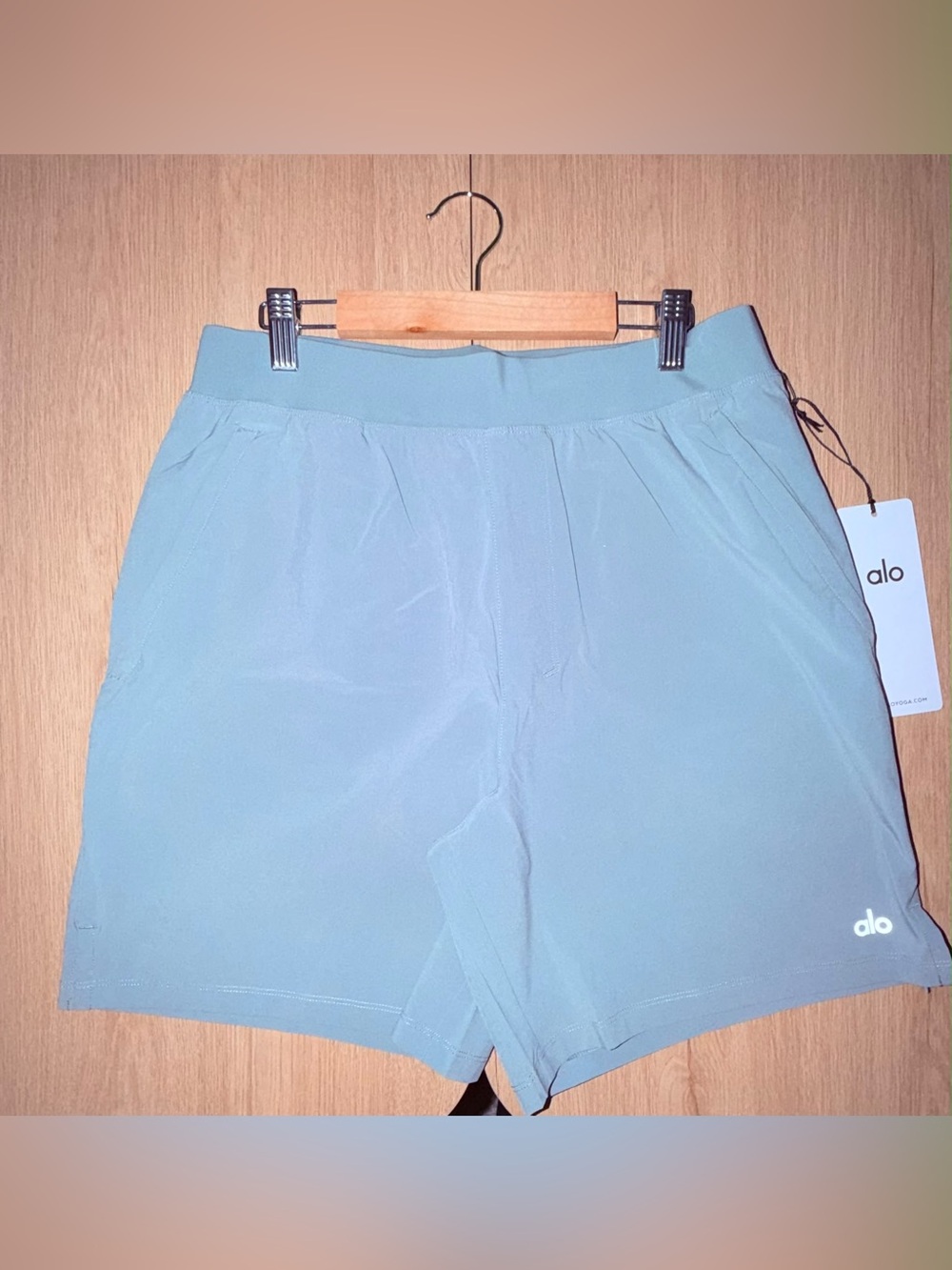ALO Yoga Sky Blue Athletic High-Waist Shorts